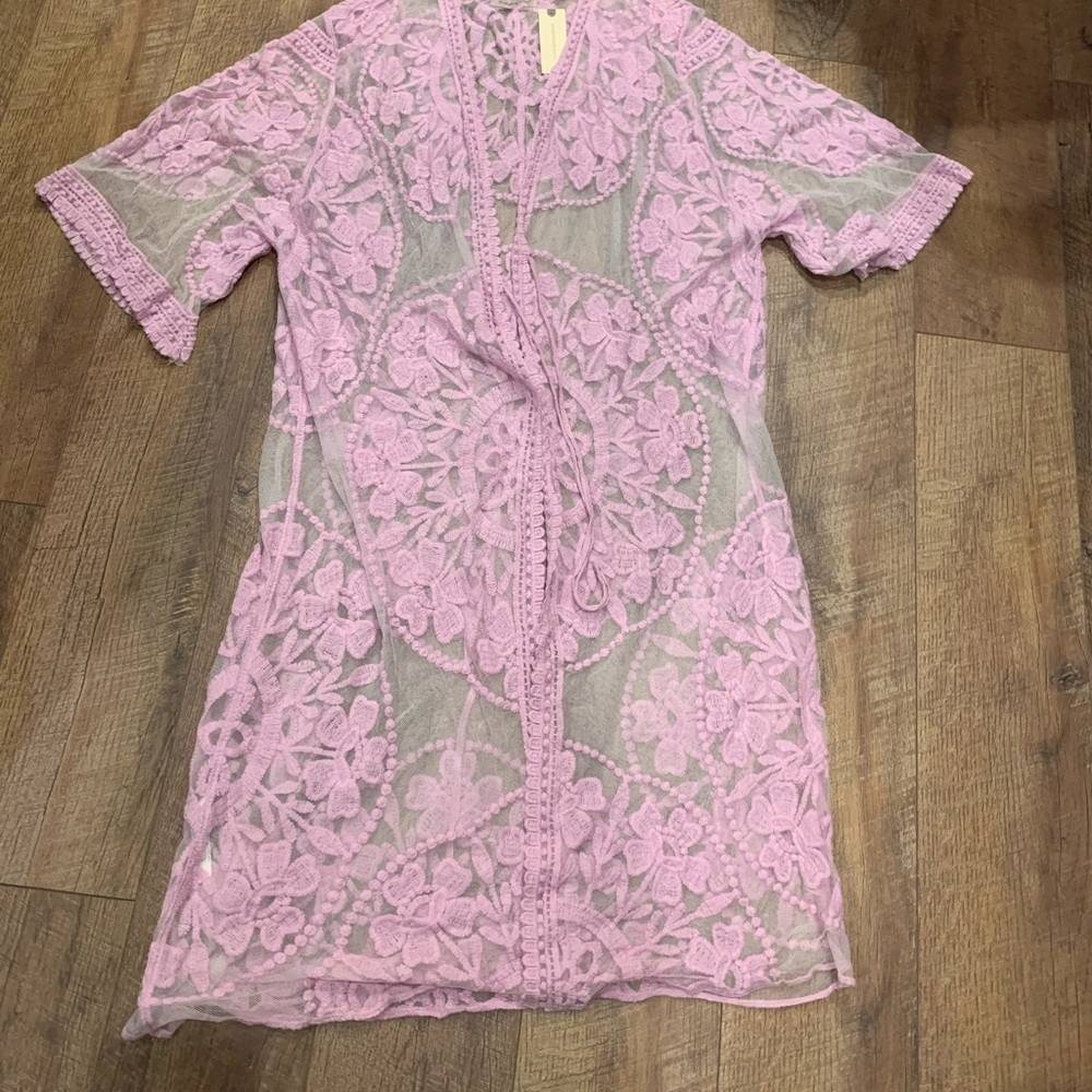 Anthropologie lilac lace robe M/L